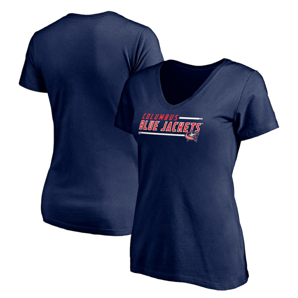 Columbus Blue Jackets - Women's Mascot In Bounds V-Neck T-Shirt Navy