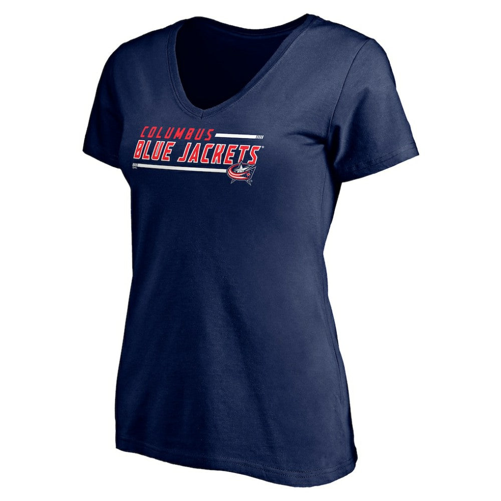 Columbus Blue Jackets - Women's Mascot In Bounds V-Neck T-Shirt Navy