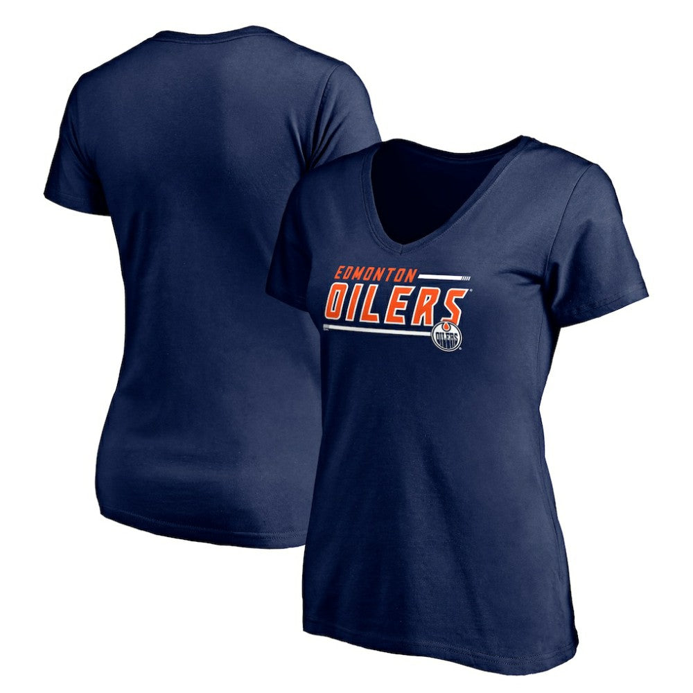 Edmonton Oilers - Women's Mascot In Bounds V-Neck T-Shirt Navy