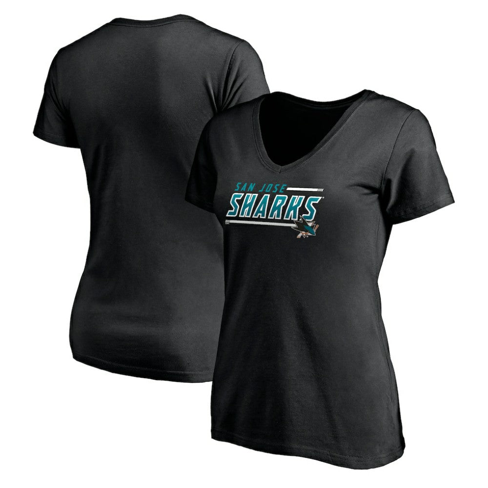 San Jose Sharks - Women's Mascot In Bounds V-Neck T-Shirt Black