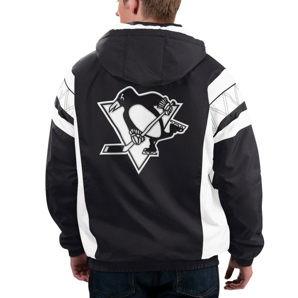 Pittsburgh Penguins Starter x NHL Black Ice Home Team Half-Zip Pullover Hoodie Black/White