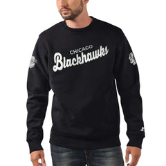 Chicago Blackhawks Starter x NHL Black Ice Cross Check Pullover Sweatshirt Black