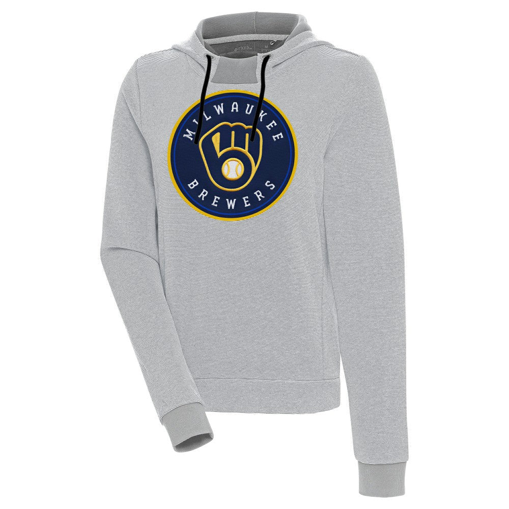 Milwaukee Brewers Antigua Women's Axe Bunker Tri-Blend Pullover Hoodie Clearance