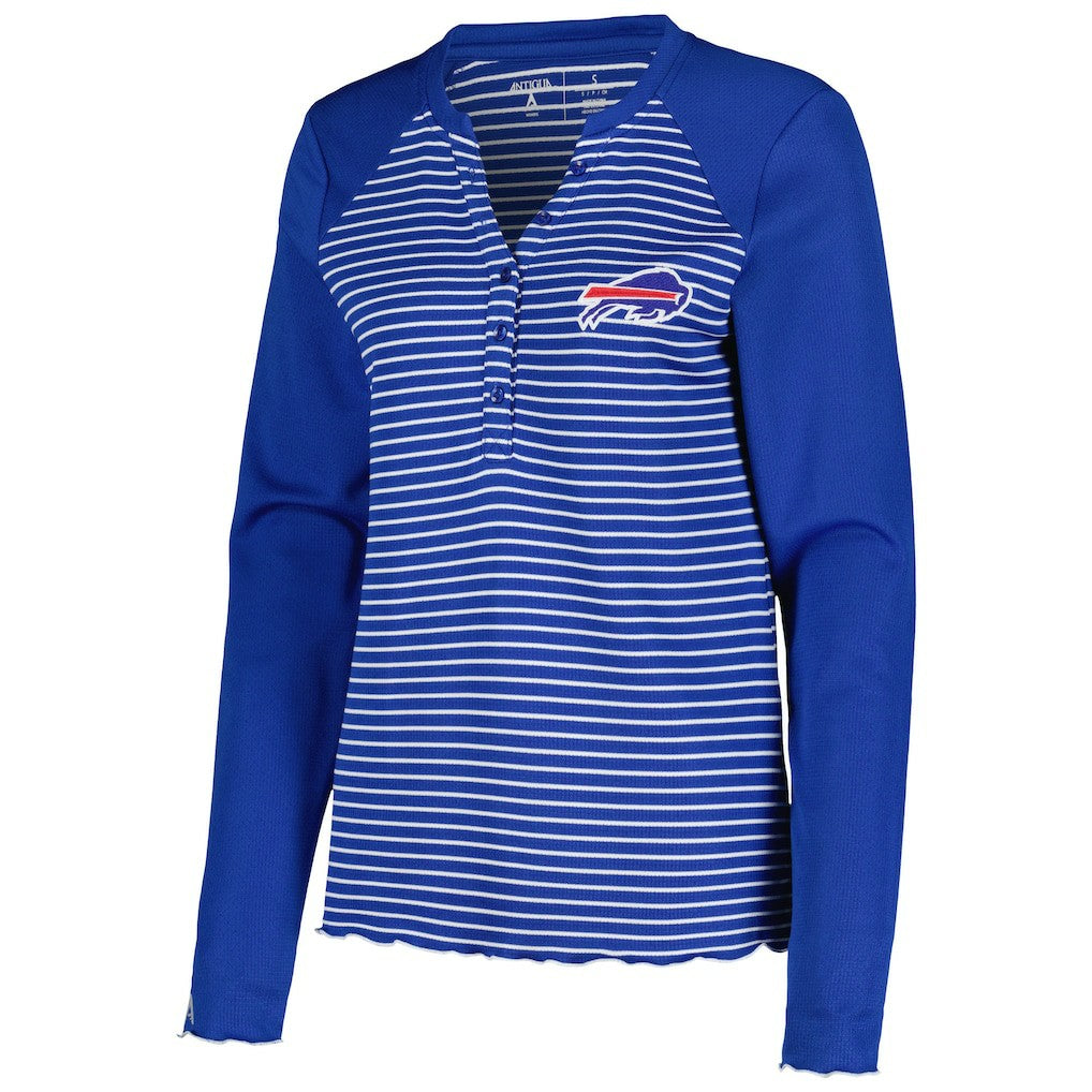 Buffalo Bills Antigua Women's Maverick Waffle Henley Long Sleeve T-Shirt Royal - NFL