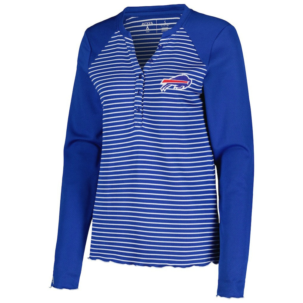 Buffalo Bills Antigua Women's Maverick Waffle Henley Long Sleeve T-Shirt Royal - NFL