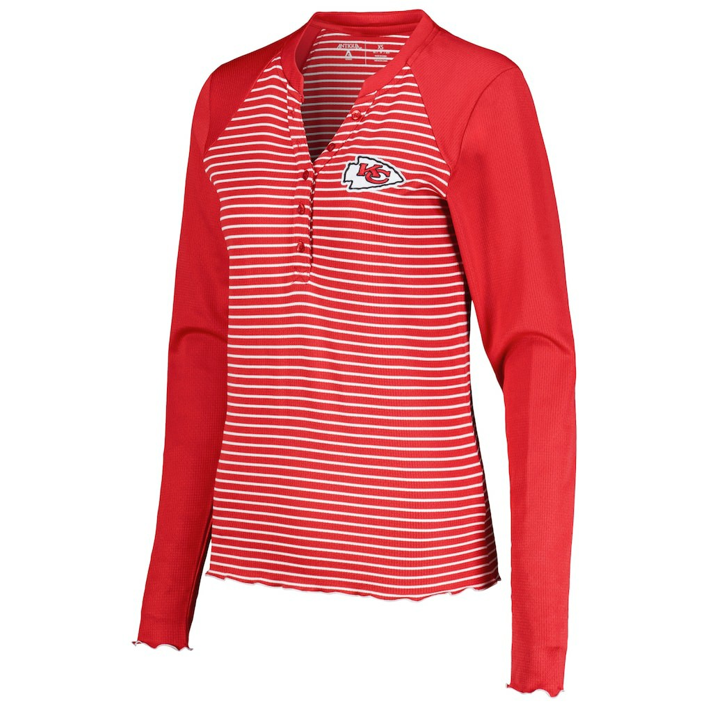 Kansas City Chiefs Antigua Women's Maverick Waffle Henley Long Sleeve T-Shirt Red - NFL