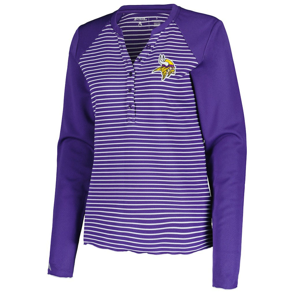 Minnesota Vikings Antigua Women's Maverick Waffle Henley Long Sleeve T-Shirt Purple - NFL