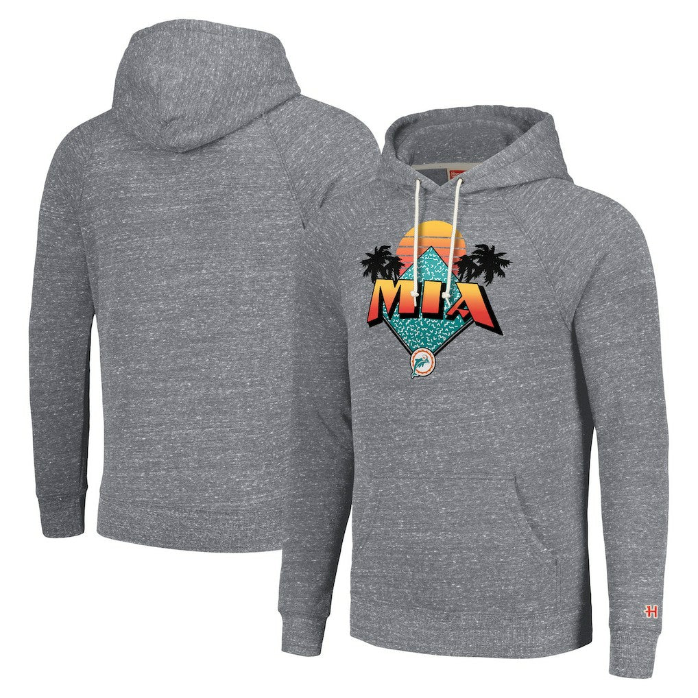Miami Dolphins Homage Unisex Hyperlocal Raglan Pullover Hoodie Gray - NFL