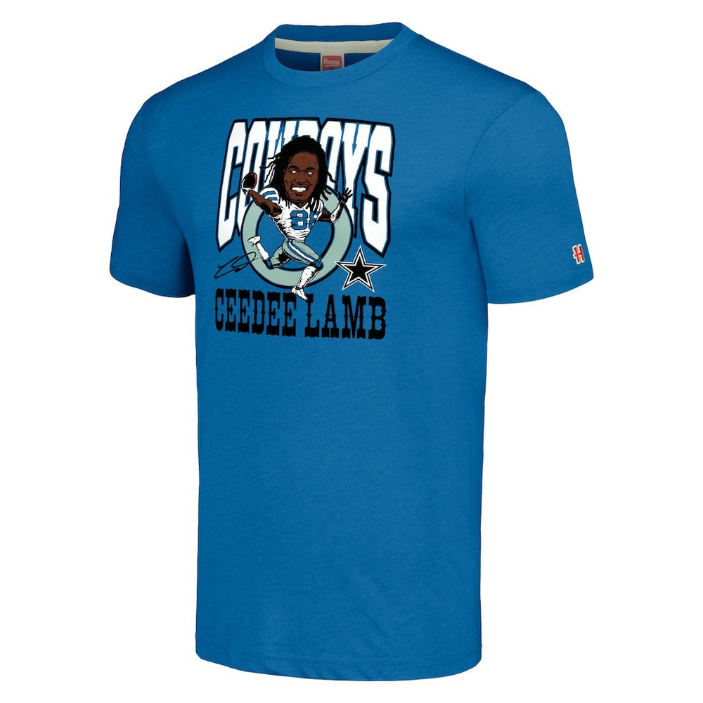 CeeDee Lamb Dallas Cowboys Homage Unisex Caricature Player Tri-Blend T-Shirt Royal - NFL