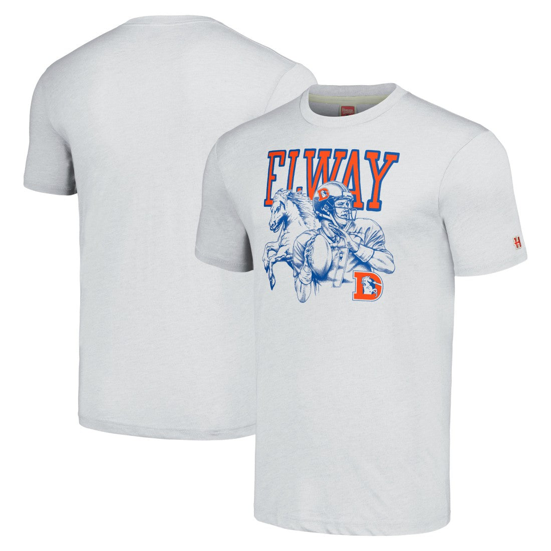 John Elway Denver Broncos Homage Unisex Unisex Caricature Retired Player Tri-Blend T-Shirt Ash - NFL