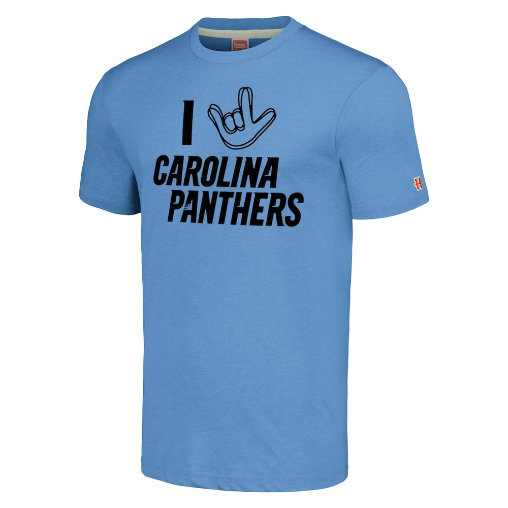 Carolina Panthers Homage Unisex The NFL ASL Collection by Love Sign Tri-Blend T-Shirt Light Blue - NFL