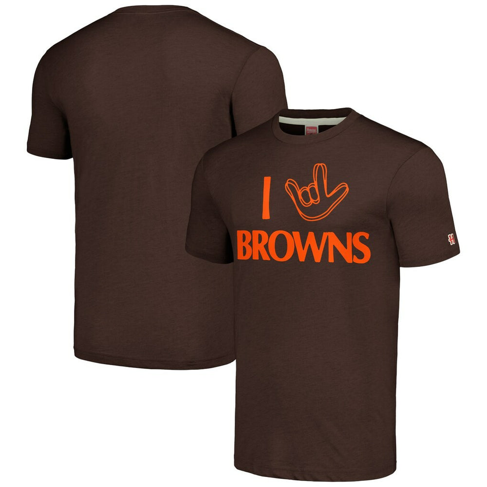 Cleveland Browns Homage Unisex The NFL ASL Collection by Love Sign Tri-Blend T-Shirt Brown - NFL