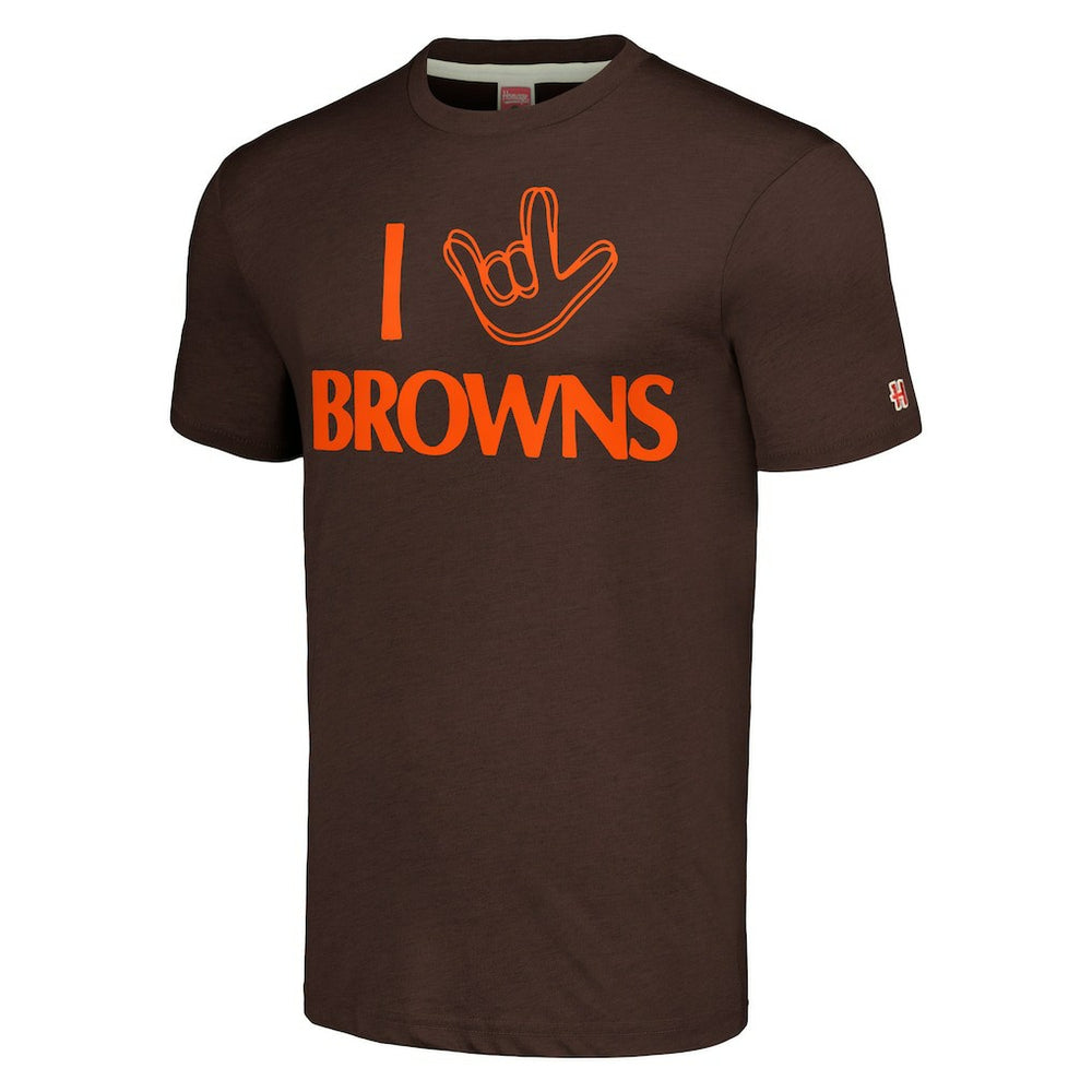 Cleveland Browns Homage Unisex The NFL ASL Collection by Love Sign Tri-Blend T-Shirt Brown - NFL