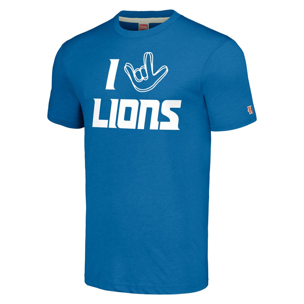 Detroit Lions Homage Unisex The NFL ASL Collection by Love Sign Tri-Blend T-Shirt Blue - NFL