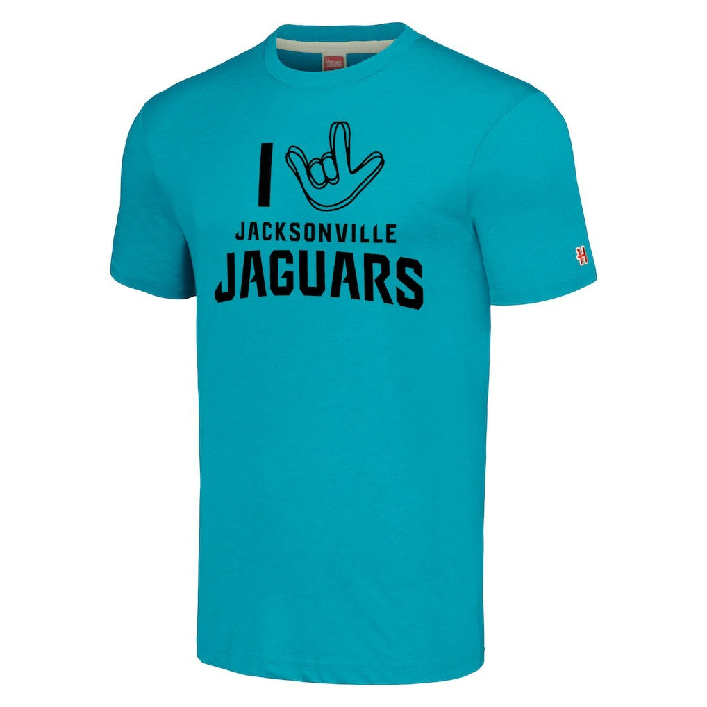 Jacksonville Jaguars Homage Unisex The NFL ASL Collection by Love Sign Tri-Blend T-Shirt Teal - NFL