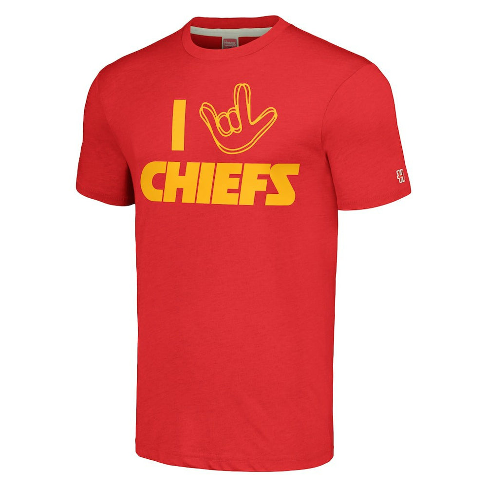 Kansas City Chiefs Homage Unisex The NFL ASL Collection by Love Sign Tri-Blend T-Shirt Red - NFL