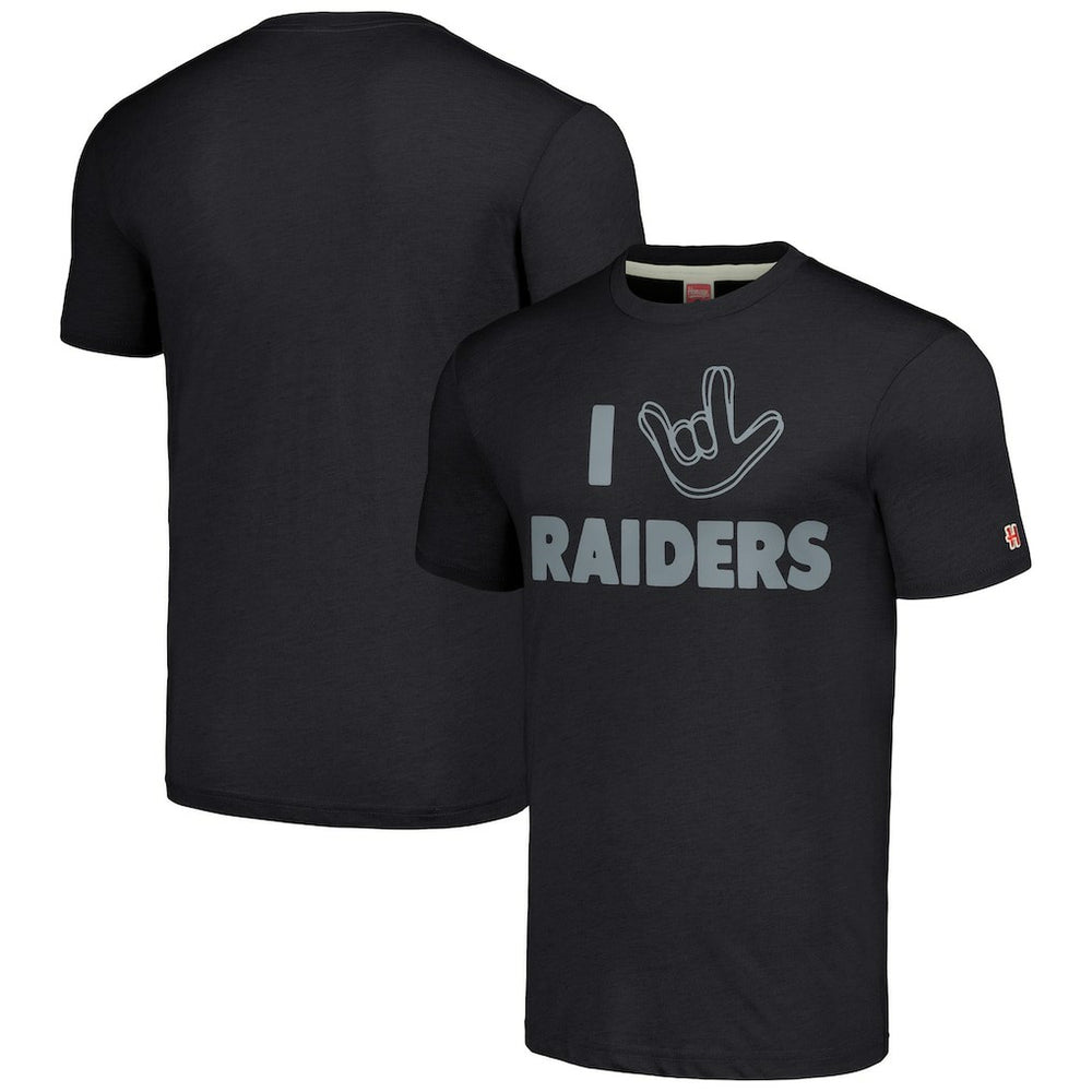 Las Vegas Raiders Homage Unisex The NFL ASL Collection by Love Sign Tri-Blend T-Shirt Charcoal - NFL