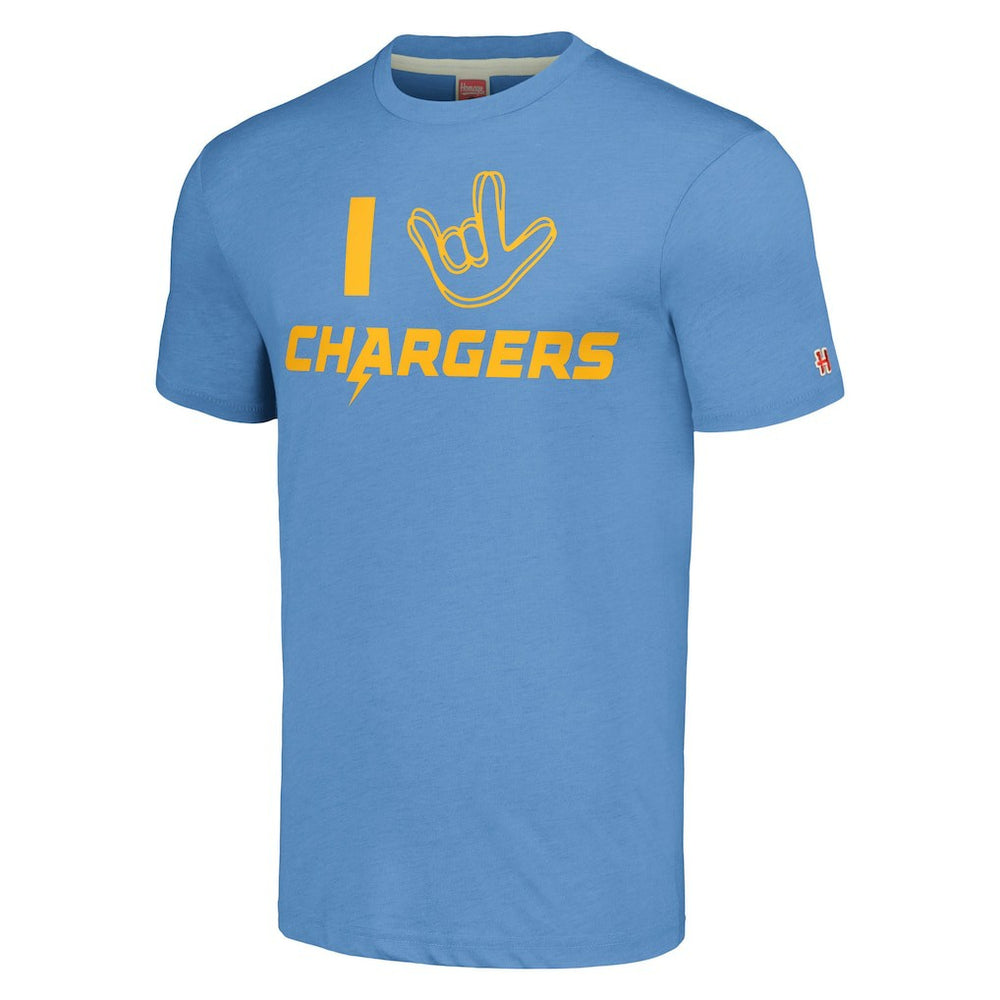 Los Angeles Chargers Homage Unisex The NFL ASL Collection by Love Sign Tri-Blend T-Shirt Powder Blue - NFL