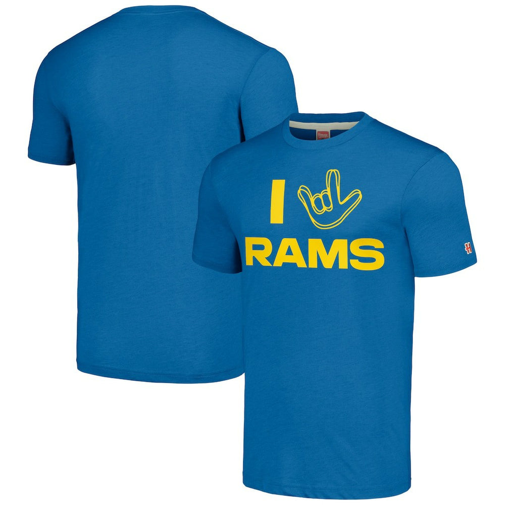 Los Angeles Rams Homage Unisex The NFL ASL Collection by Love Sign Tri-Blend T-Shirt Royal - NFL