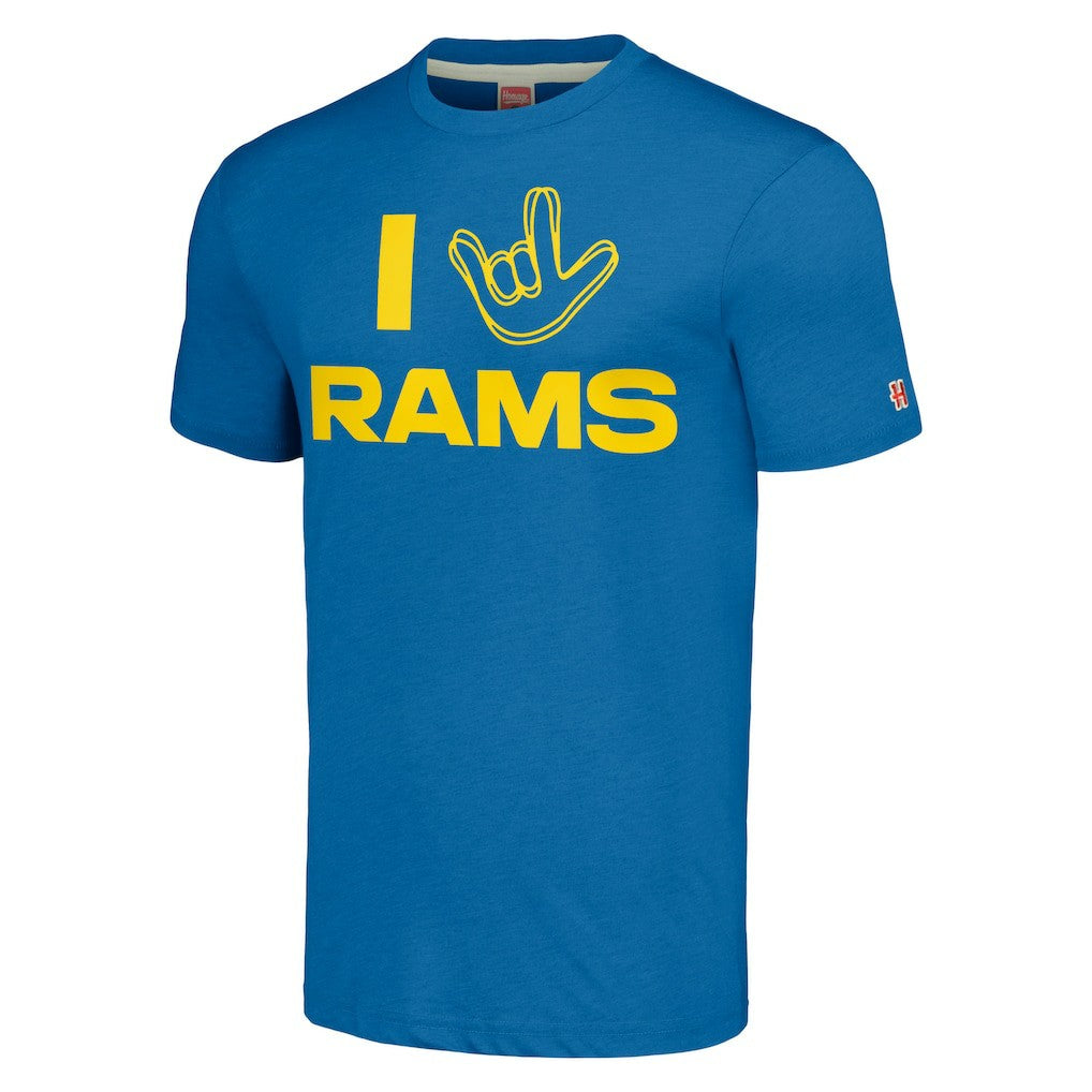 Los Angeles Rams Homage Unisex The NFL ASL Collection by Love Sign Tri-Blend T-Shirt Royal - NFL