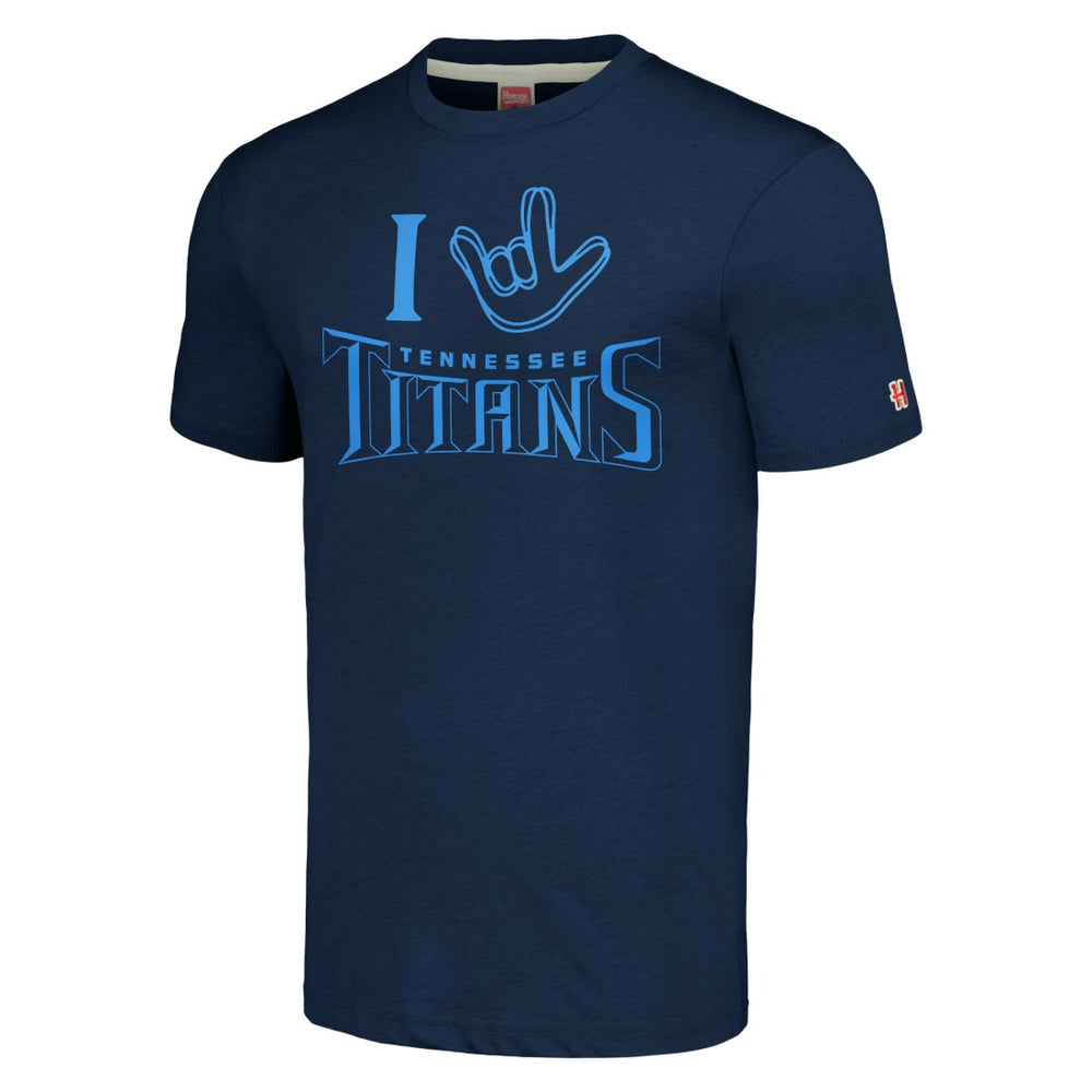 Tennessee Titans Homage Unisex The NFL ASL Collection by Love Sign Tri-Blend T-Shirt Navy - NFL