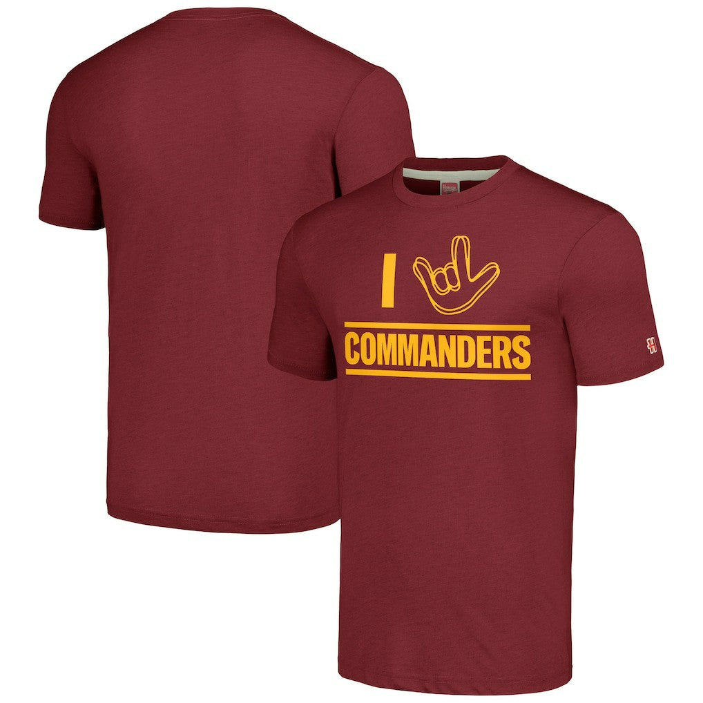 Washington Commanders Homage Unisex The NFL ASL Collection by Love Sign Tri-Blend T-Shirt Burgundy - NFL