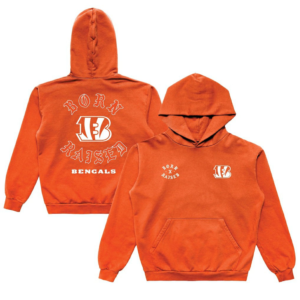 Cincinnati Bengals Born x Raised Unisex Pullover Hoodie Orange - NFL
