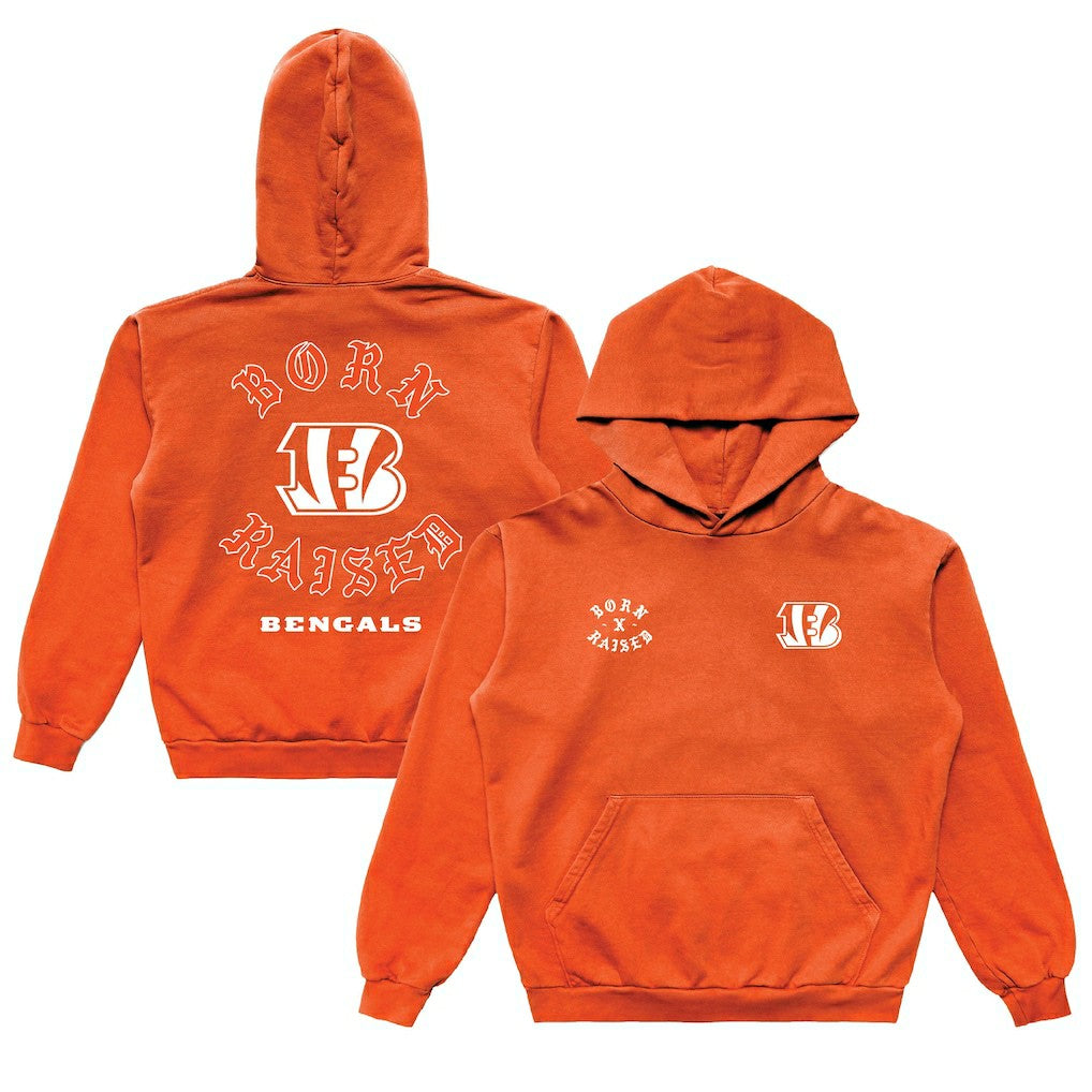 Cincinnati Bengals Born x Raised Unisex Pullover Hoodie Orange - NFL