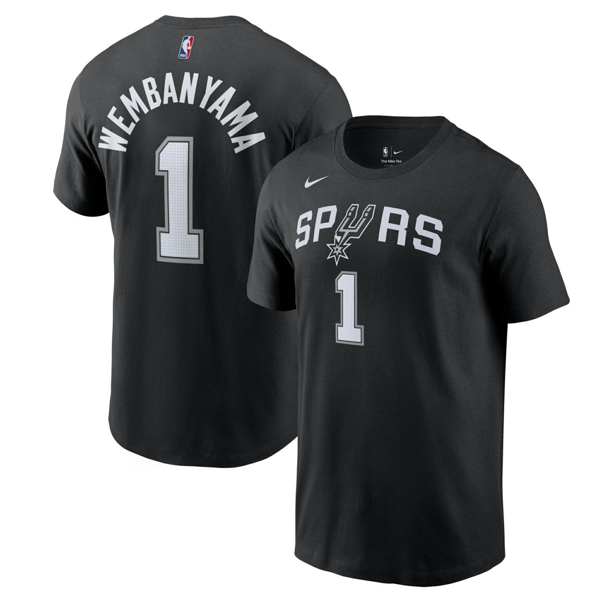 Nike - Victor Wembanyama San Antonio Spurs Icon 2022/23 Name & Number T-Shirt - Black