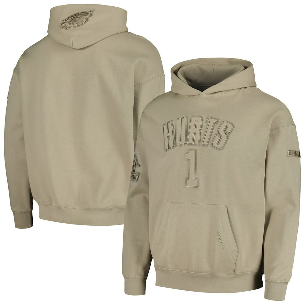 Jalen Hurts Philadelphia Eagles Pro Standard Player Name & Number Pullover Hoodie Tan - NFL