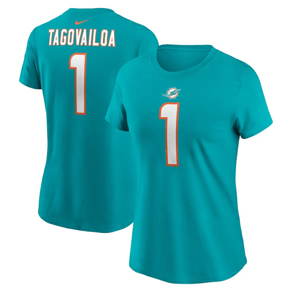 Tua Tagovailoa Miami Dolphins Women's Player Name & Number T-Shirt Aqua - Nike