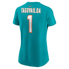 Tua Tagovailoa Miami Dolphins Women's Player Name & Number T-Shirt Aqua - Nike