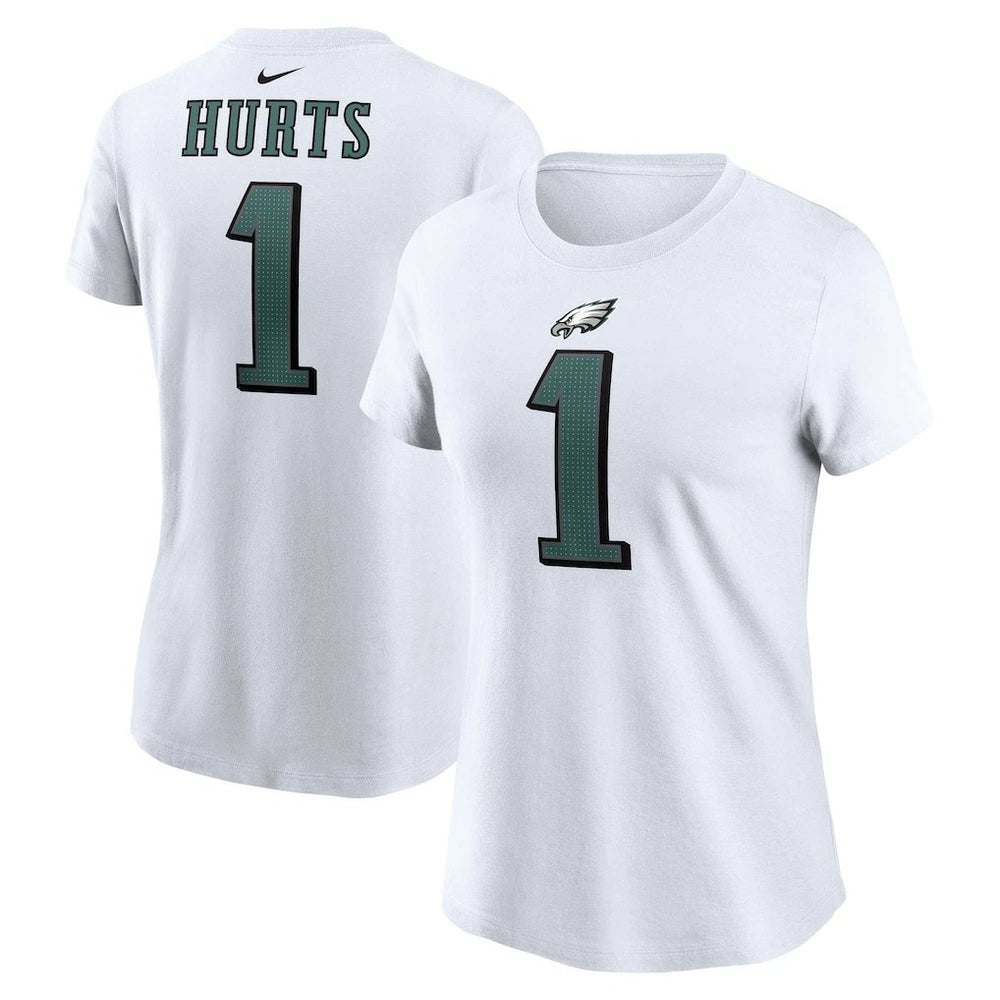 Jalen Hurts Philadelphia Eagles Women's Player Name & Number T-Shirt White - Nike