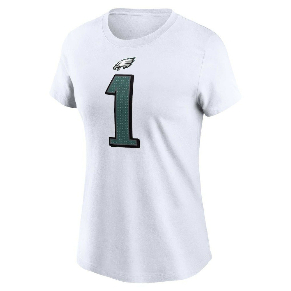 Jalen Hurts Philadelphia Eagles Women's Player Name & Number T-Shirt White - Nike