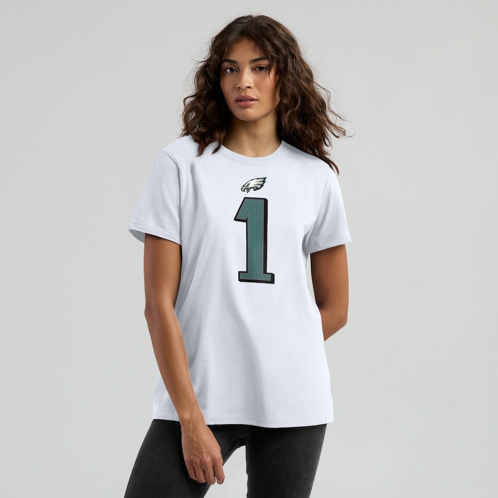 Jalen Hurts Philadelphia Eagles Women's Player Name & Number T-Shirt White - Nike