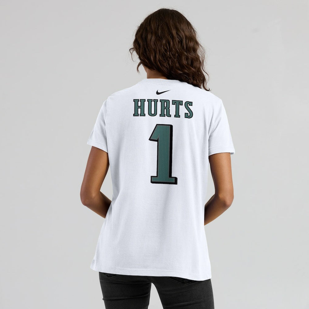 Jalen Hurts Philadelphia Eagles Women's Player Name & Number T-Shirt White - Nike