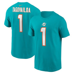 Tua Tagovailoa Miami Dolphins Player Name & Number T-Shirt Aqua - Nike