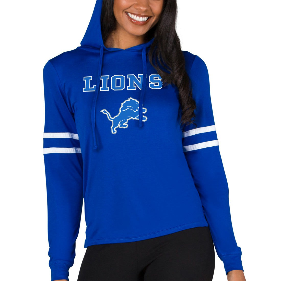 Detroit Lions Concepts Sport Women's Marathon Lightweight Lounge Pullover Hoodie Royal - NFL