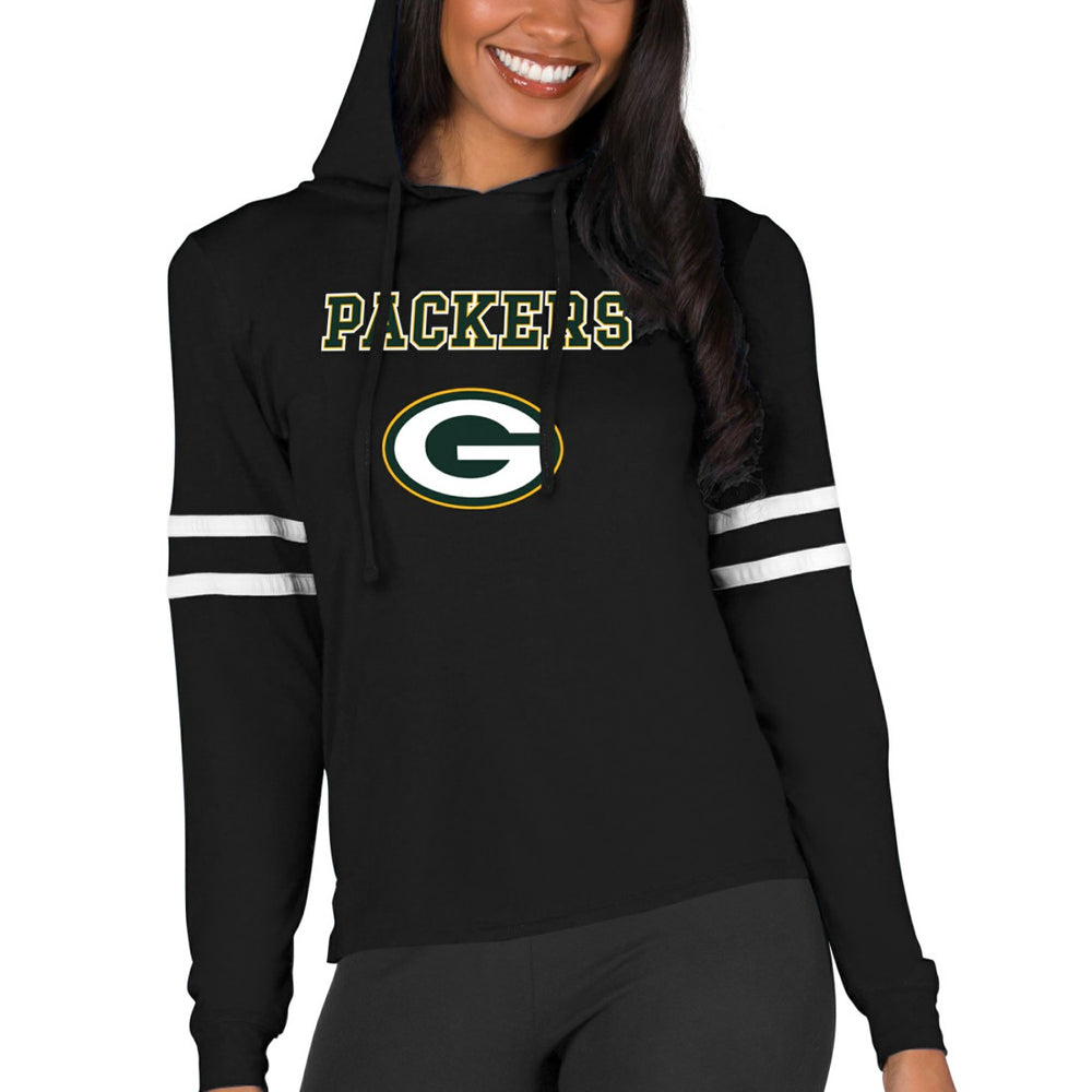 Green Bay Packers Concepts Sport Women's Marathon Lightweight Lounge Pullover Hoodie Black - NFL