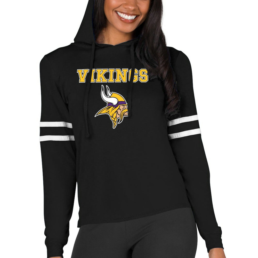Minnesota Vikings Concepts Sport Women's Marathon Lightweight Lounge Pullover Hoodie Black - NFL