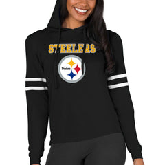 Pittsburgh Steelers Concepts Sport Women's Marathon Lightweight Lounge Pullover Hoodie Black - NFL