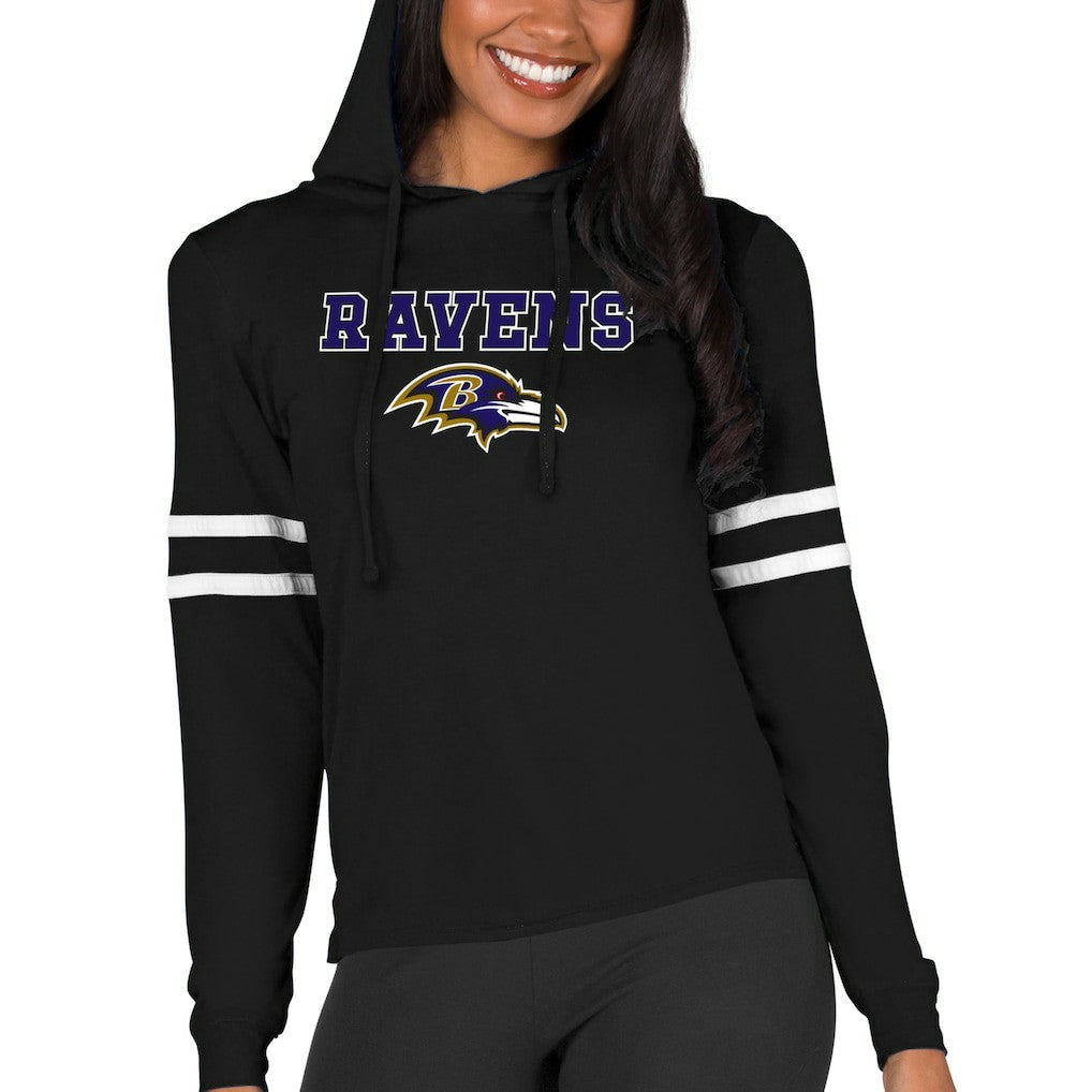 Baltimore Ravens Concepts Sport Women's Marathon Lightweight Lounge Pullover Hoodie Black - NFL