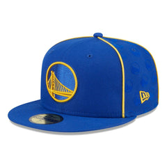 New Era - Golden State Warriors Piped & Flocked 59Fifty Fitted Hat - Royal