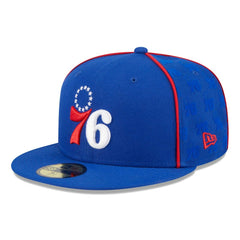 New Era - Philadelphia 76ers Piped & Flocked 59Fifty Fitted Hat - Royal