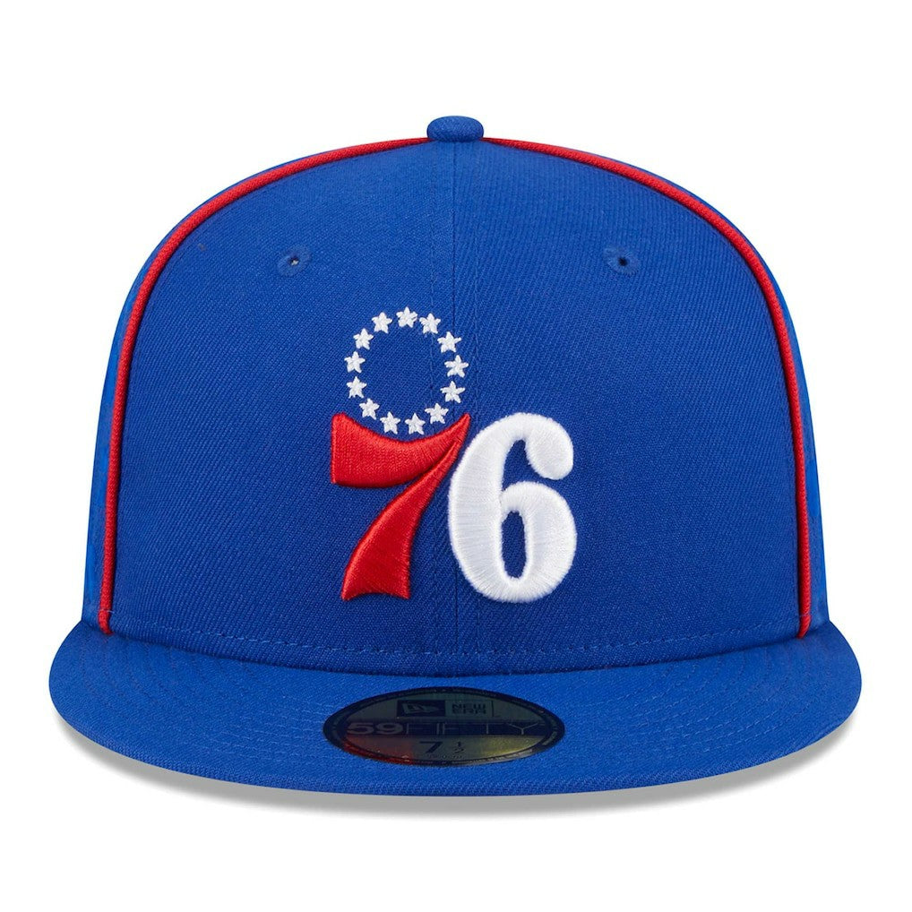 New Era - Philadelphia 76ers Piped & Flocked 59Fifty Fitted Hat - Royal