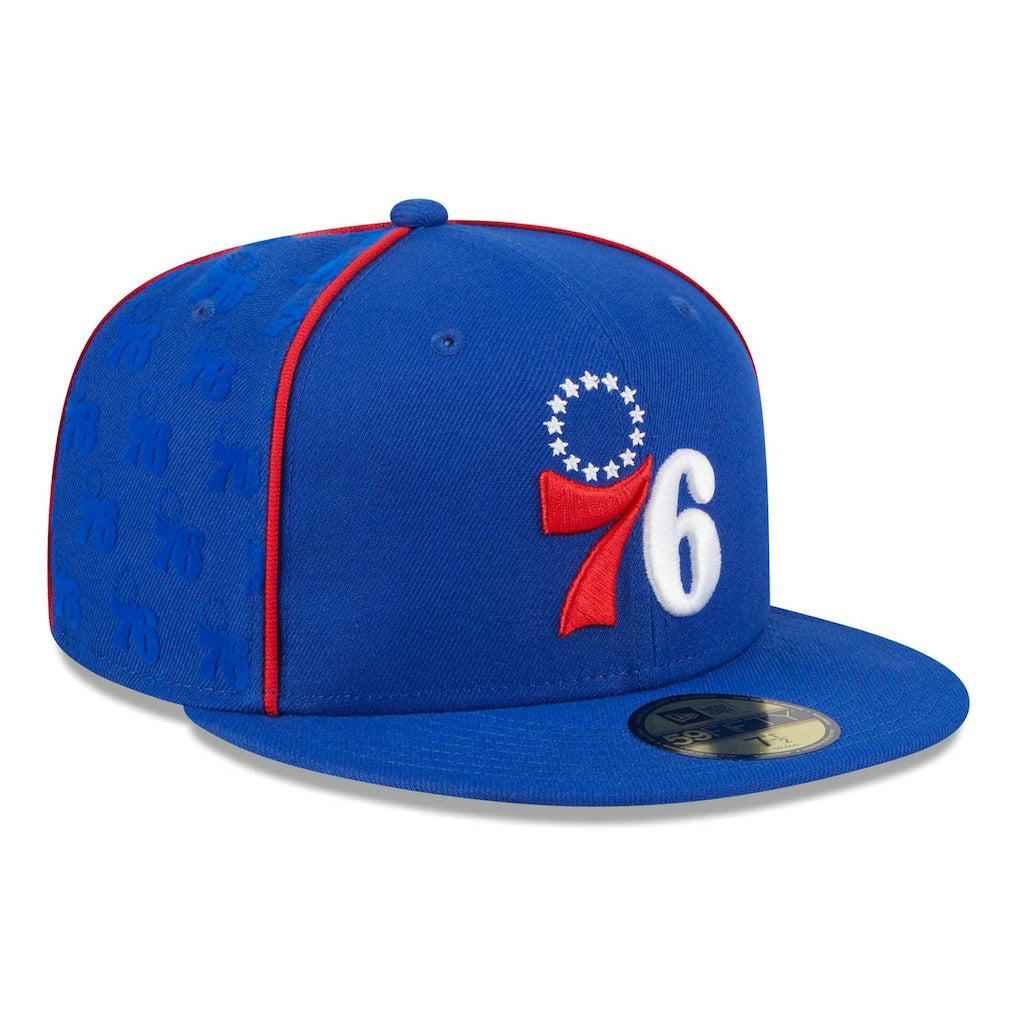 New Era - Philadelphia 76ers Piped & Flocked 59Fifty Fitted Hat - Royal