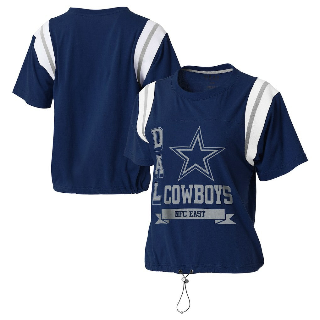 Dallas Cowboys WEAR by Erin Andrews Women's Cinched Colorblock T-Shirt Navy - NFL