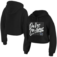 Dallas Cowboys WEAR by Erin Andrews Women's Domestic Cropped Pullover Hoodie Black - NFL