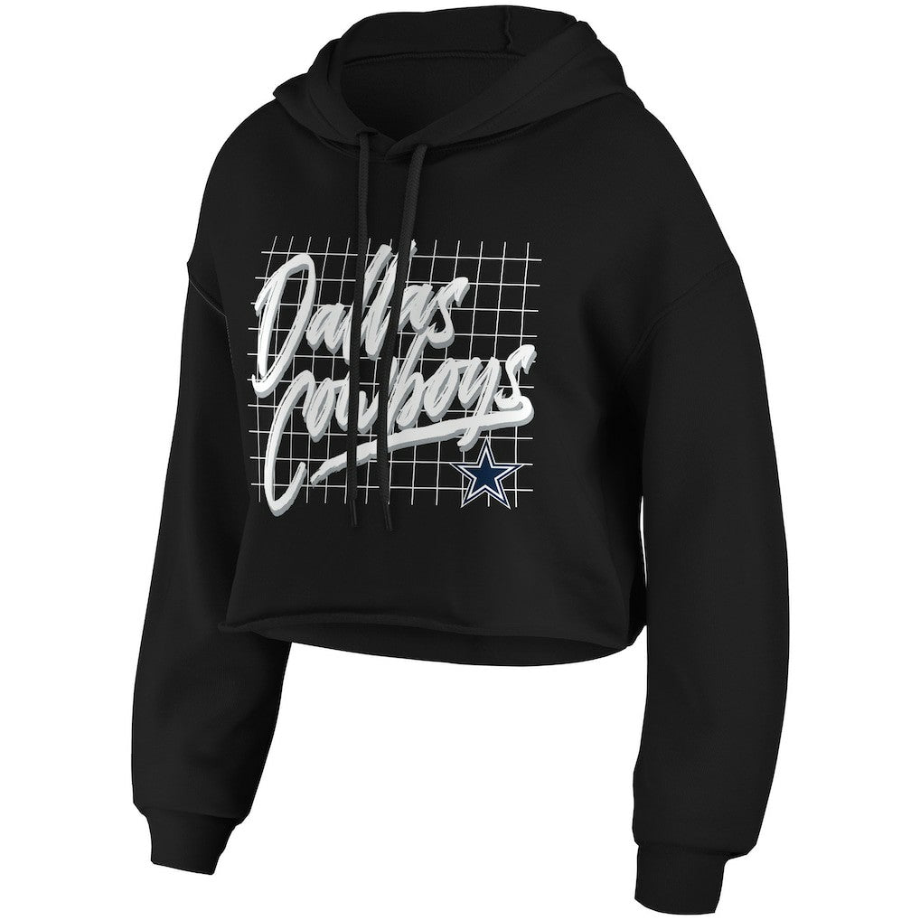 Dallas Cowboys WEAR by Erin Andrews Women's Domestic Cropped Pullover Hoodie Black - NFL