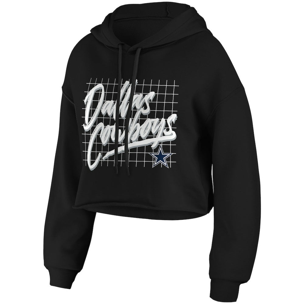 Dallas Cowboys WEAR by Erin Andrews Women's Domestic Cropped Pullover Hoodie Black - NFL